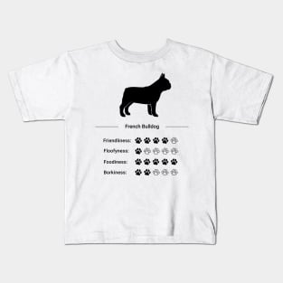 French Bulldog Stats - Friendliness, Floofiness, Foodiness, Borkiness Kids T-Shirt